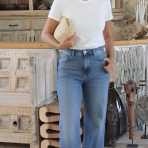 Mavi Geniş Paçalı Jean