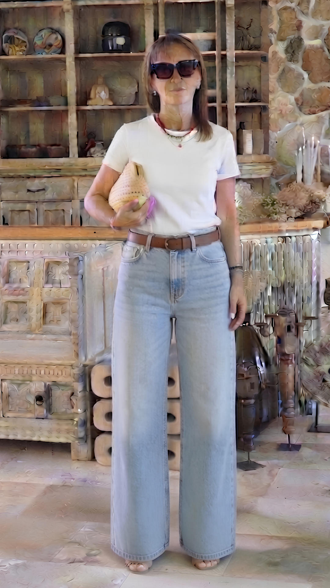 Mavi Kemerli Tensel Denim Pantolon