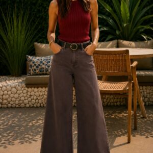 Kahverengi Beli Lastikli Tensel Jean
