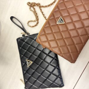 Guess Clucth Deri Dokulu Kahve Çanta - Çanta | Banu Butik