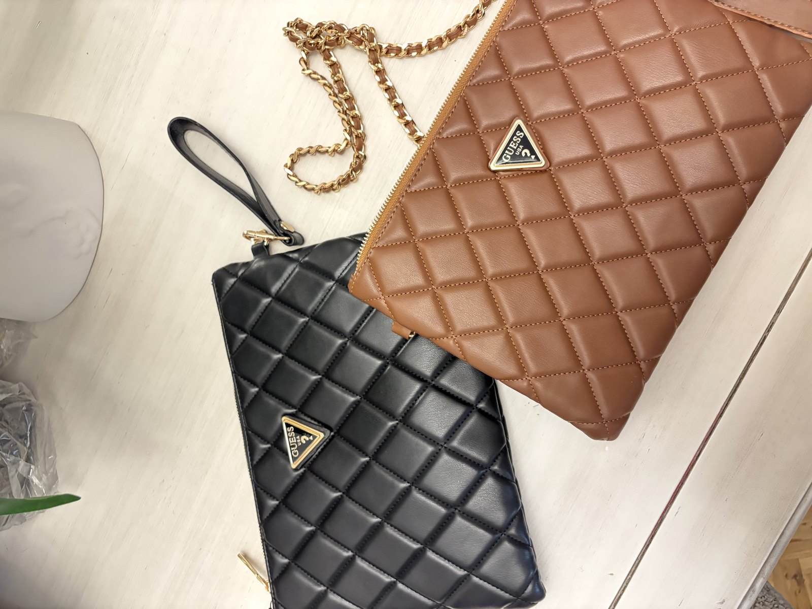 Guess Clucth Deri Dokulu Siyah Çanta - Çanta | Banu Butik