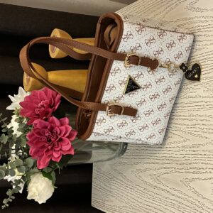 Guess Kova Çanta Krem Kahve - Çanta | Banu Butik